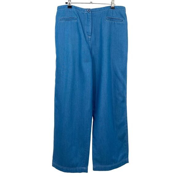 Pendleton Pants - Pendleton Wide Leg Cropped‎ Comfort Pants Blue Size 12 NWT